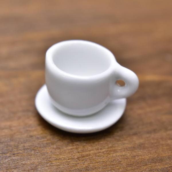 ミニチュアパーツ ハンドメイド 陶器のカップ＆ソーサー ホワイト [SM-CCSP151] [m-s]【ネコポス配送対応】【C】