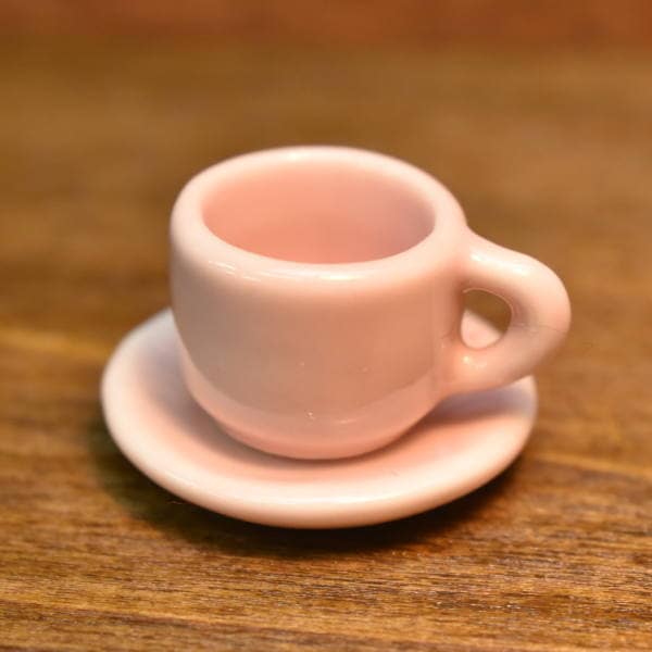 ミニチュアパーツ ハンドメイド 陶器のカップ＆ソーサー ピンク [SM-CCSP153] [m-s]【ネコポス配送対応】【C】