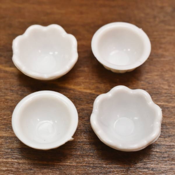 ミニチュア雑貨 プラスチック製の白いうつわ 4個セット [MWDMT73] [m-s]【ネコポス配送対応】【C】