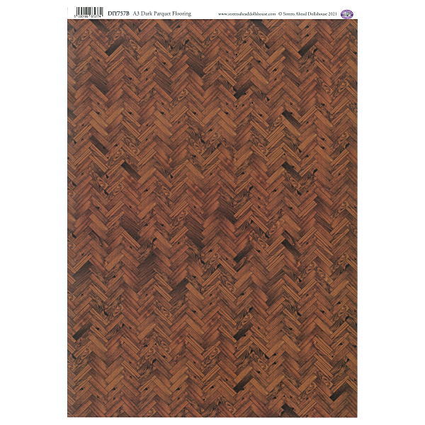 ミニチュア雑貨 【英国製】 A3フローリングシート 寄せ木風 ダーク [SADIY757B] [m-s]【 ネコポス不可 】