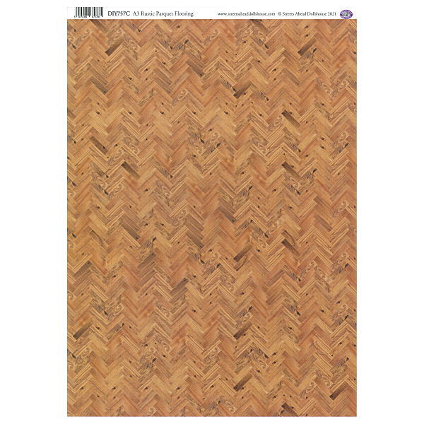 ミニチュア雑貨 【英国製】 A3フローリングシート 寄せ木風 ライト [SADIY757C] [m-s]【 ネコポス不可 】