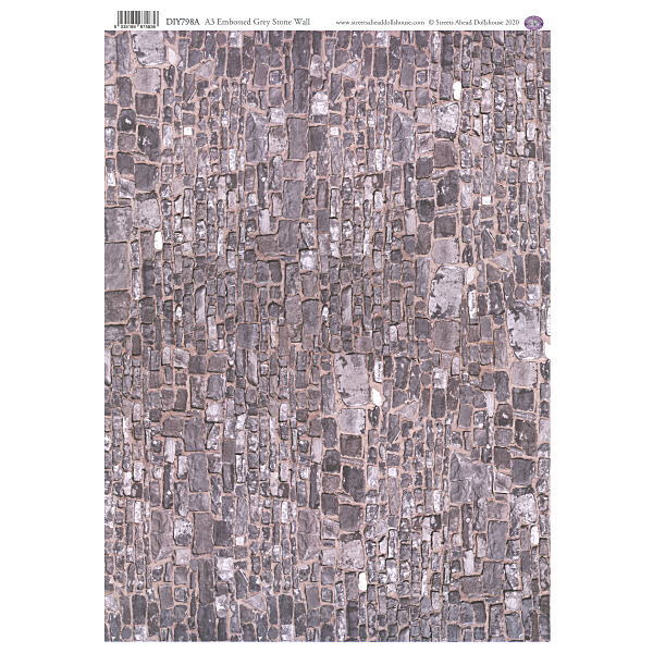 ミニチュア雑貨 【英国製】 【エンボス加工】 A3外壁用シート グレイストーン [SADIY798A] [m-s]【 ネコポス不可 】