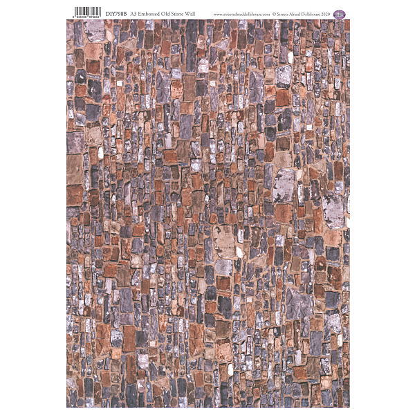 ミニチュア雑貨 【英国製】 【エンボス加工】 A3外壁用シート オールドストーン [SADIY798B] [m-s]【 ネコポス不可 】