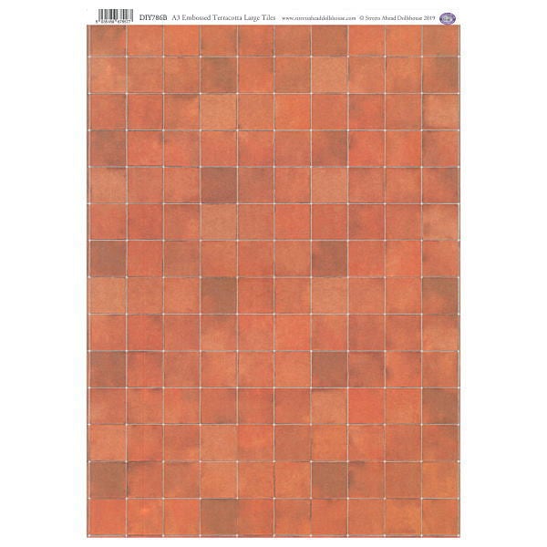 ミニチュア雑貨 【英国製】 【エンボス加工】 A3フロアタイルシート ラージテラコッタ [SADIY786B] [m-s]【 ネコポス不可 】