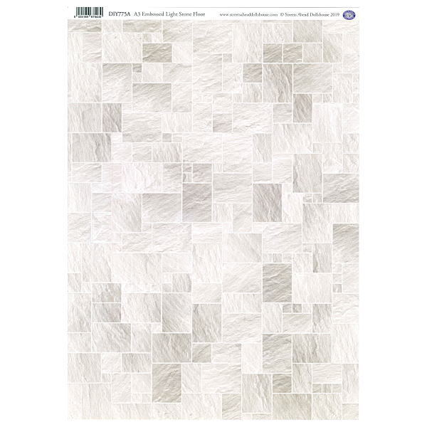 ミニチュア雑貨 【英国製】 【エンボス加工】 A3フロアタイルシート ライトストーン [SADIY775A] [m-s]【 ネコポス不可 】