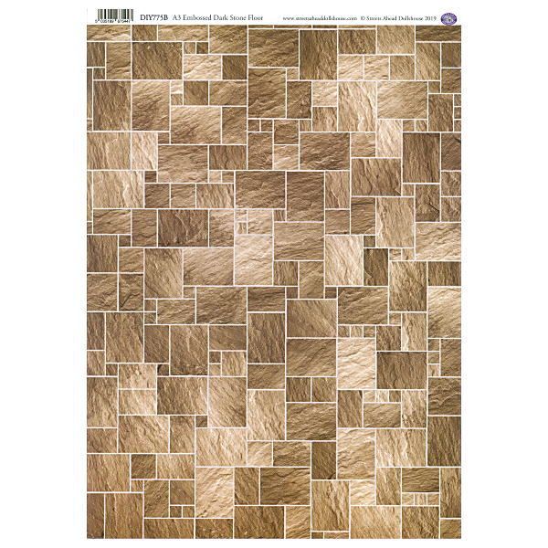 ミニチュア雑貨 【英国製】 【エンボス加工】 A3フロアタイルシート ダークストーン [SADIY775B] [m-s]【 ネコポス不可 】