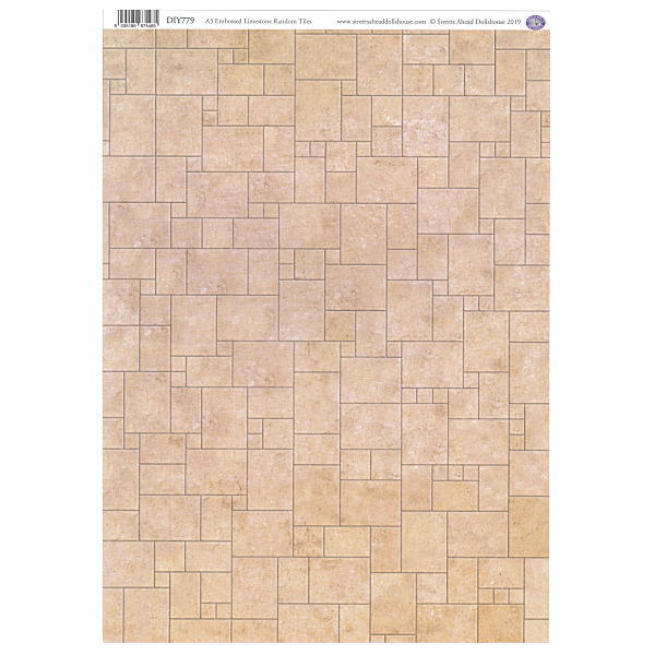 ミニチュア雑貨 【英国製】 【エンボス加工】 A3フロアタイルシート ライムストーン ランダム [SADIY779] [m-s]【 ネコポス不可 】