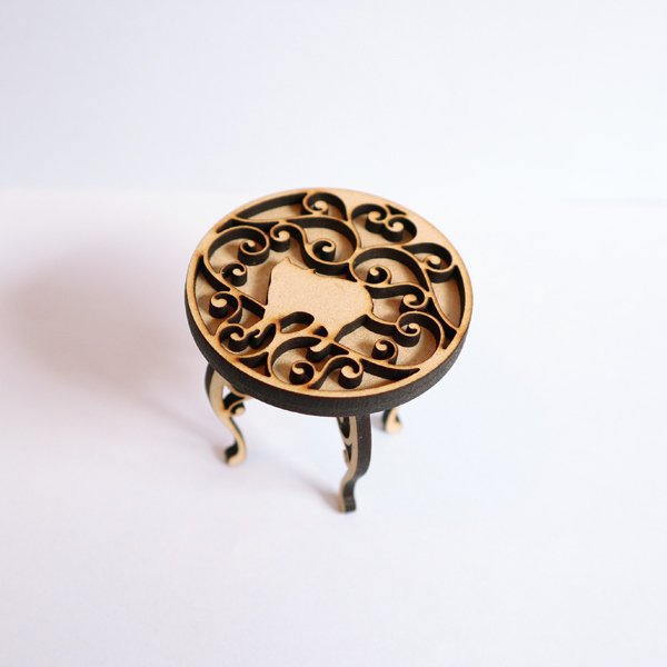 猫のミニチュア ロココ調 にゃんテーブル 1/12スケール ドールハウス [m-s]【 ネコポス不可 】