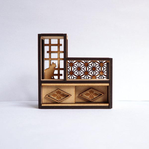 猫のミニチュア 動く！引き戸だにゃ 1/12スケール ドールハウス [m-s]【 ネコポス不可 】【C】