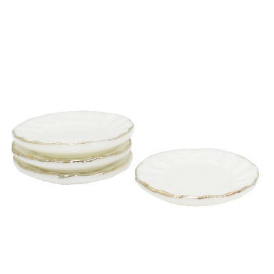 ミニチュアパーツ 金縁白皿4枚セット [O-93(ビリー)] [m-s]【ネコポス