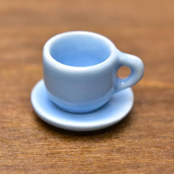 ミニチュアパーツ ハンドメイド 陶器のカップ＆ソーサー ブルー [SM