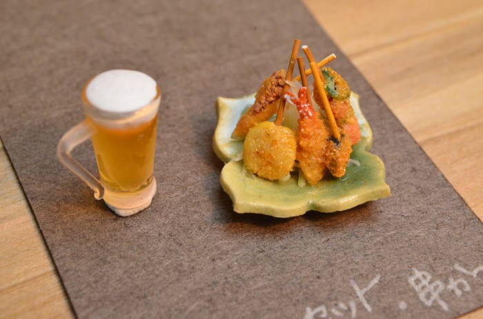展示のみ】ミニチュアフード 串揚げ ちょい呑みセット 作家：京都まめ
