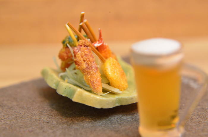 展示のみ】ミニチュアフード 串揚げ ちょい呑みセット 作家：京都まめ