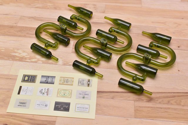 ミニチュア雑貨 1/12スケール ワインボトル12本セット (緑色) (ピンク