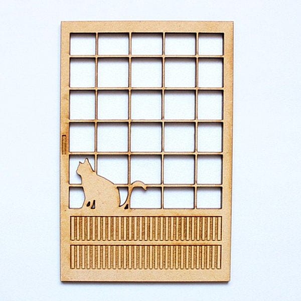 ドールハウス  猫の額縁 3点セット  ミニチュア 猫のミニチュア 障子(1) おすわり 1/12スケール 完成品 ドールハウス