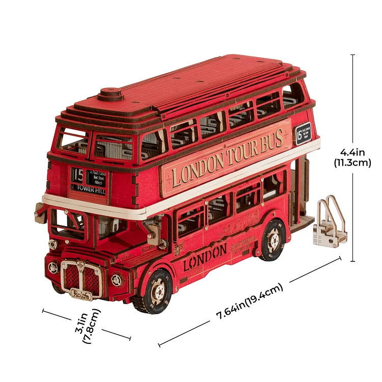 木のおもちゃ ロンドンバス London Bus ミニチュア 1点もの 限定品 ROBOTIME Rolife 立体パズル ミニチュアキット 【TGM02