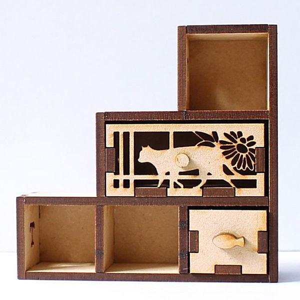 猫のミニチュア 和段だにゃ 1/12スケール 完成品 ドールハウス [m-s