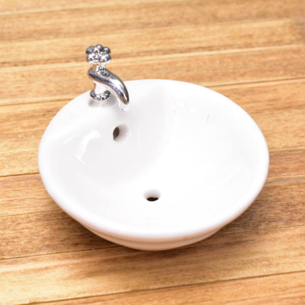 ミニチュアパーツ 丸い陶器の洗面台 [SADIY664] [m-s]【 ネコポス不可