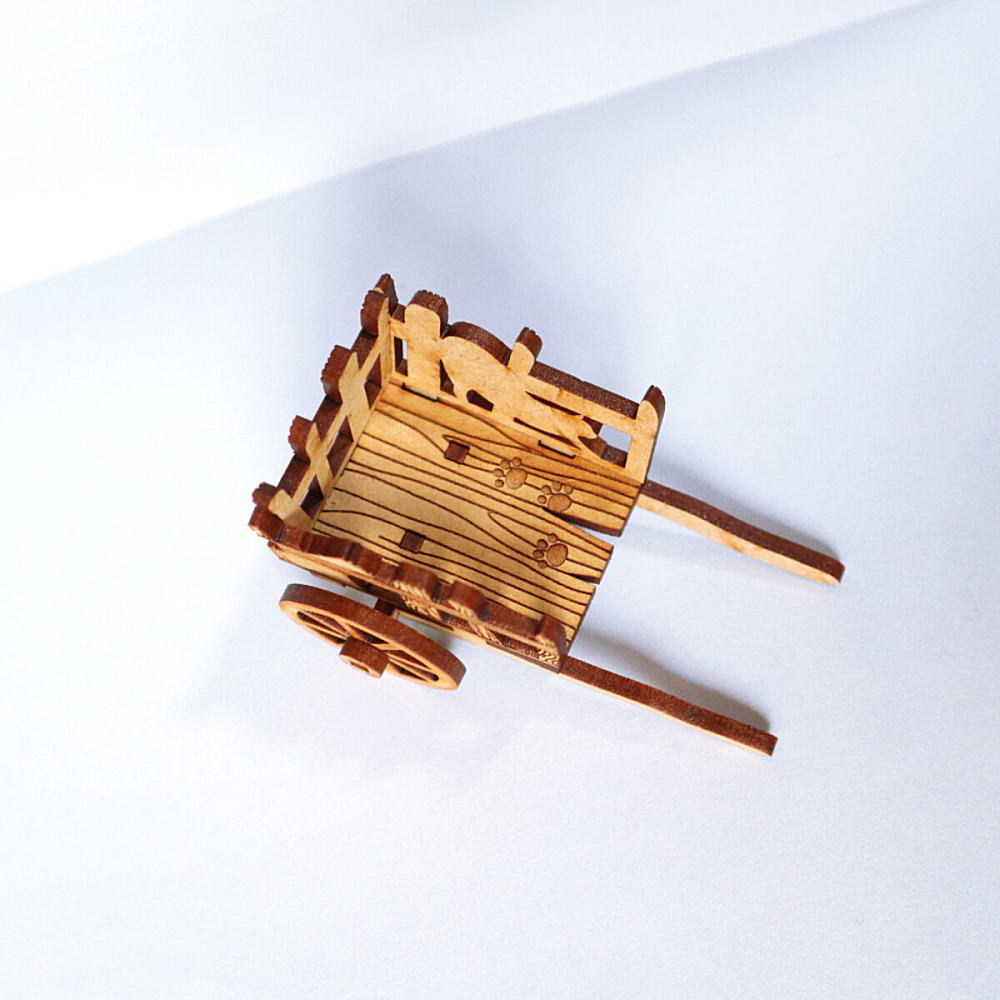 猫のミニチュア 動く荷車(にゃぐるま) 1/12スケール ドールハウス [m-s