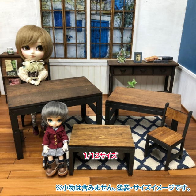 アイアン風ダイニングテーブル(天板シナベニヤ)】 ミニチュアキット 1