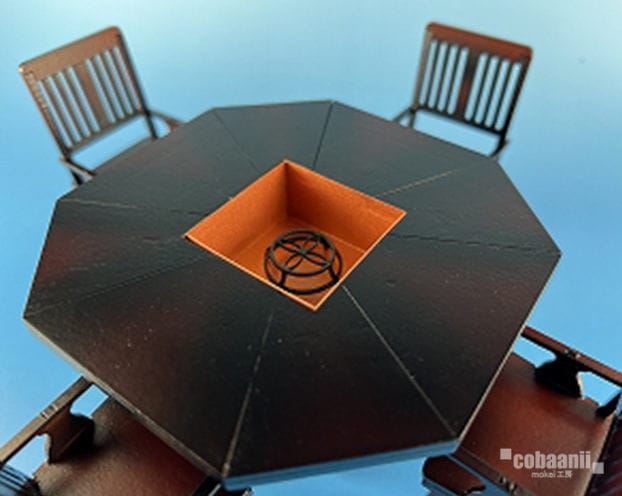 【送料無料】コバアニ cobaanii mokei工房 1/12スケール 囲炉裏付き八角テーブル＆チェアー [WZ-028] [m-s]【ネコポス配送対応】【C】