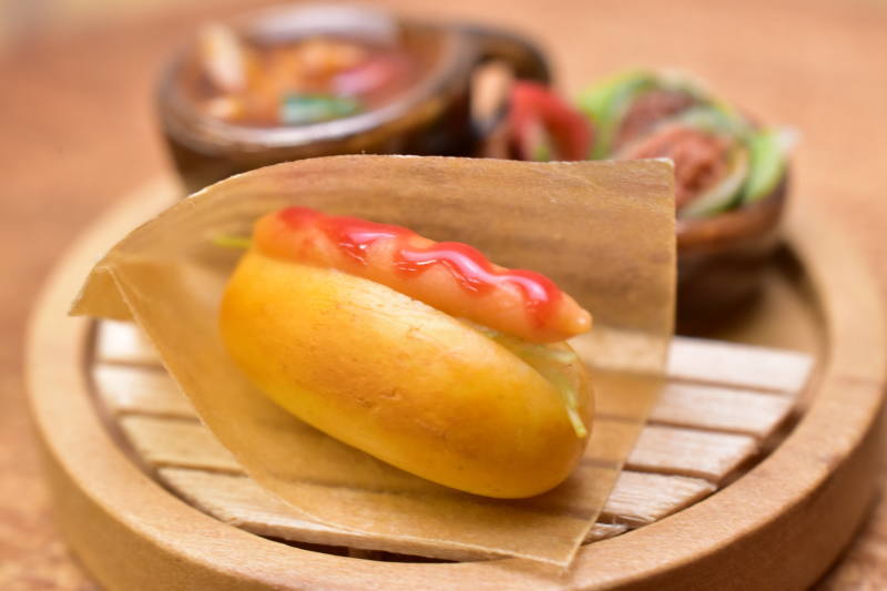 展示のみ】ミニチュアフード 「ランチセットC(ホットドック)」 作家
