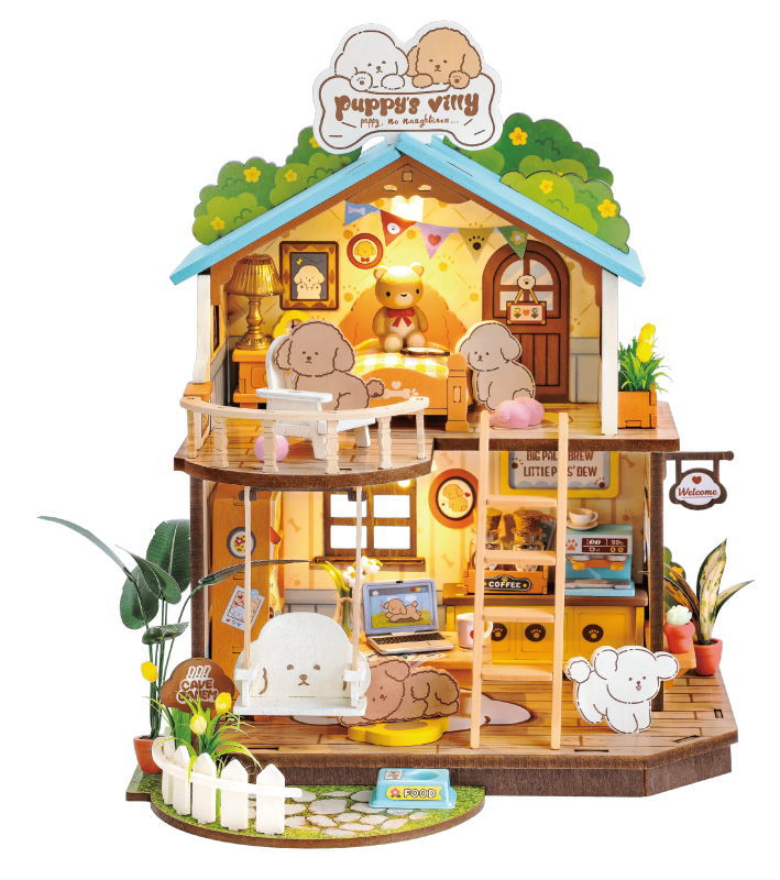 ROBOTIME ROLIFE DIYミニチュアドールハウスキット 【DG169：Puppy's Cozy Villa】※組立説明書(英語版) [m-s]【 ネコポス不可 】