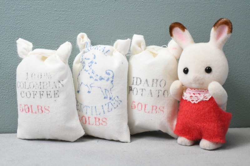 ミニチュアパーツ フードサック3個セット(A) ジャガイモ・肥料・コーヒー豆[C-11-A][m-s](ビリー)【ネコポス配送対応】【C】