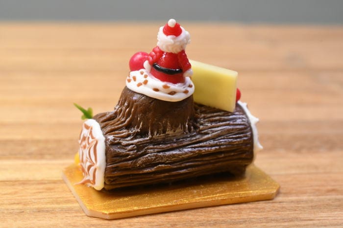 ミニチュアフード クリスマスケーキ ブッシュドノエル [YLC06