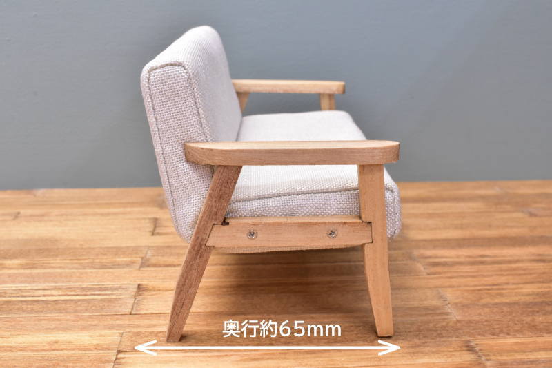 ミニチュア家具 1/12スケール ソファ3点セット (ホワイト) [ZH004] 2人