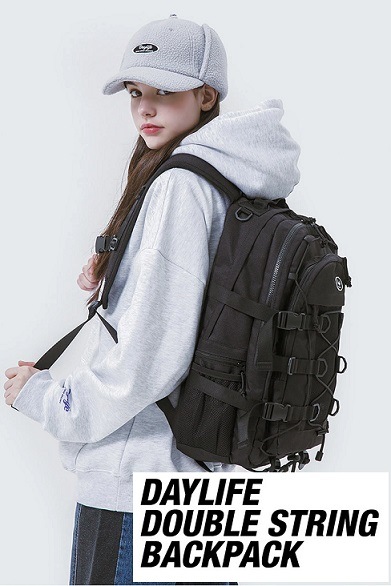 DAYLIFE DOUBLE STRING BACKPACK 2022 リュック デイライフ 韓国 可愛い 大容量 デイバッグ 学生 人気 ブラック