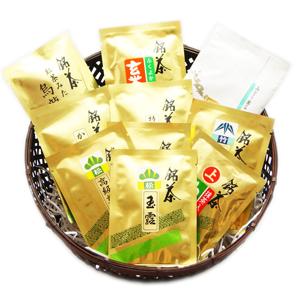 銘茶 お試し 10品セット 緑茶 日本茶 お茶 お茶の葉  茶匠 みのる園 ギフト プレゼント Green Tea お茶の種類 お食事用 おやつ用 来客用