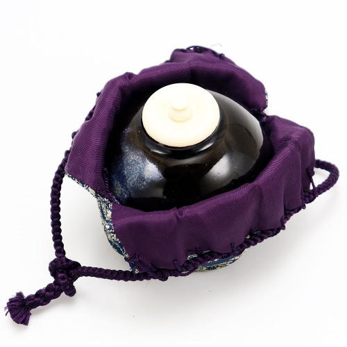 茶入 茄子 仕覆龍村裂 天平狩猟文錦 茶道具 陶磁器 茶の湯用品 抹茶