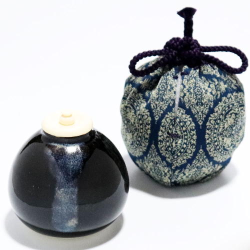 茶入 茄子 仕覆龍村裂 天平狩猟文錦 茶道具 陶磁器 茶の湯用品 抹茶