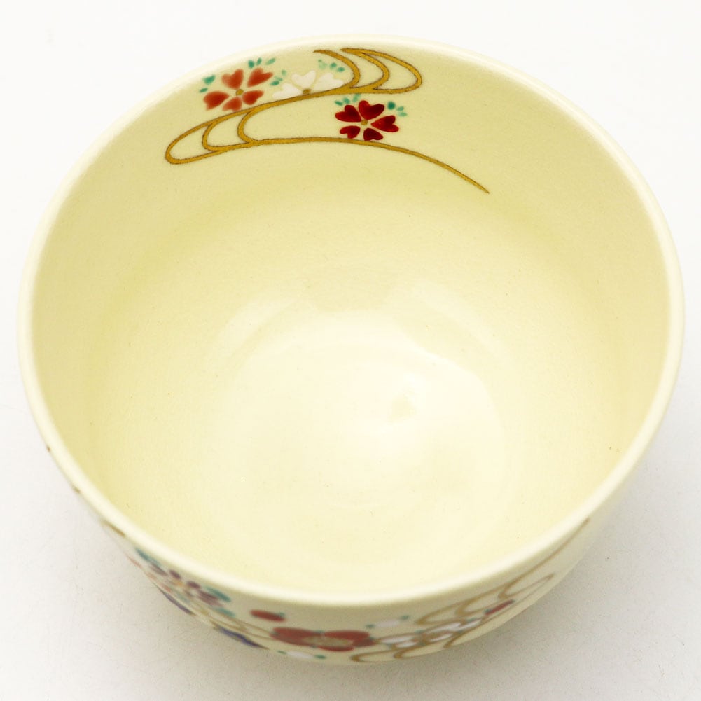 抹茶碗 色絵 流水四季草花 志峰作 通年物 春夏秋冬のご購入は茶道具の