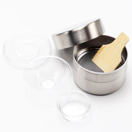 抹茶篩 浅型 ステンレス製 竹へら 茶上合付 茶道具 茶器 茶道具類 茶の湯道具 抹茶 matcha お点前 水屋 お稽古用