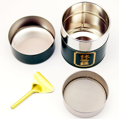 抹茶篩缶 緑色 へら付 茶道具 茶器 茶筅 茶碗 棗 古帛紗 袱紗 茶巾 炭道具 灰 茶道具類 柄杓 水指 掛け軸 茶の湯道具 抹茶 お点前 水屋 お稽古