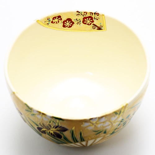 抹茶茶碗 扇面草花 通年物 中村能久作 茶道具の通販は【茶道具の