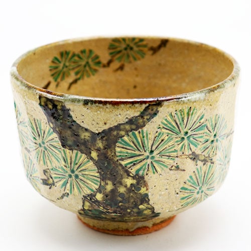 抹茶茶碗 唐松絵 通年物 中村良二作の通販は【茶道具のみのる園】
