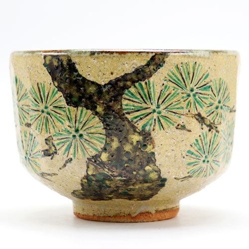 抹茶茶碗 唐松絵 通年物 中村良二作の通販は【茶道具のみのる園】