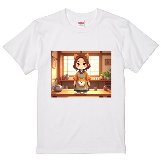 茶匠 みのる園 イメージキャラクター 「さっ茶ん」ホワイトTシャツ サイズ S/M/L/XL  長袖 プリント かわいい プレゼント