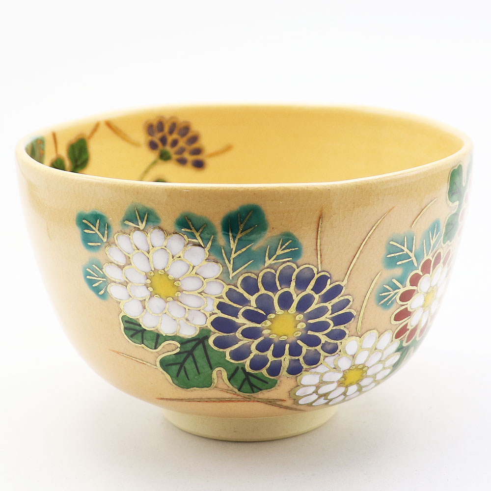抹茶碗 菊 秋物 鈴木一点作 茶道具 Tea ceremony utensils 茶器 抹茶を点てる道具 竹製品 陶磁器 茶の湯道具 抹茶 matcha 茶道具類 お点前 水屋 お稽古用 美術品 裏千家 表流 表千家 千家 武者小路千家 薮内流