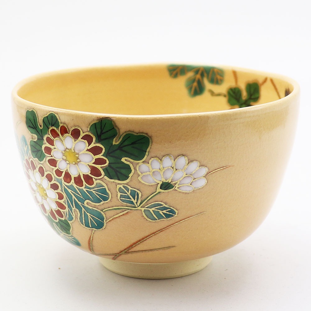 抹茶碗 菊 秋物 鈴木一点作 茶道具 Tea ceremony utensils 茶器 抹茶を点てる道具 竹製品 陶磁器 茶の湯道具 抹茶 matcha 茶道具類 お点前 水屋 お稽古用 美術品 裏千家 表流 表千家 千家 武者小路千家 薮内流