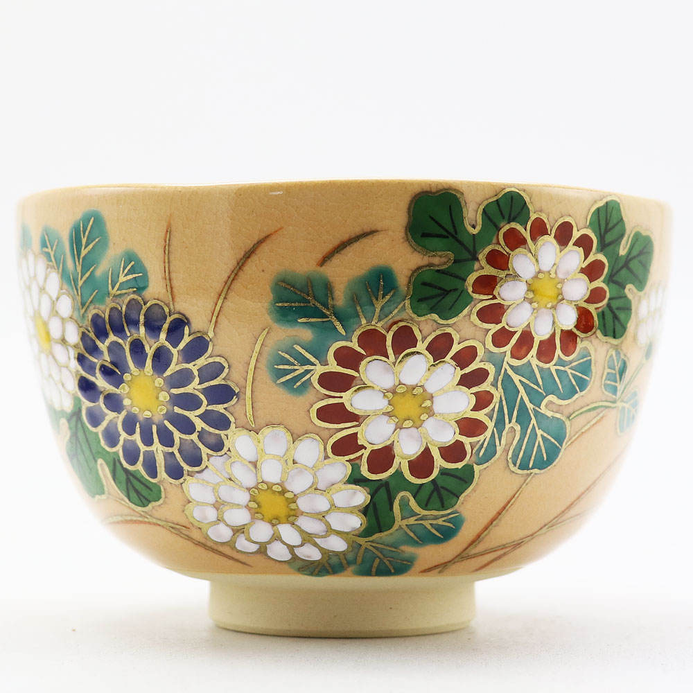 抹茶碗 菊 秋物 鈴木一点作 茶道具 Tea ceremony utensils 茶器 抹茶を点てる道具 竹製品 陶磁器 茶の湯道具 抹茶 matcha 茶道具類 お点前 水屋 お稽古用 美術品 裏千家 表流 表千家 千家 武者小路千家 薮内流