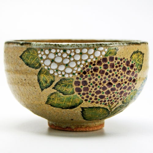 抹茶碗 紫陽花絵 灰釉茶碗 中村良二作 夏物の通販は【茶道具の