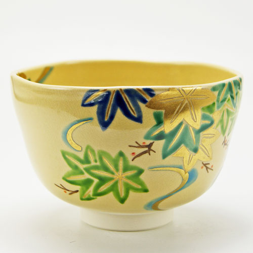 茶器/茶道具 抹茶茶碗】 色絵茶碗 青楓 山本蓼作 – 今屋静香園