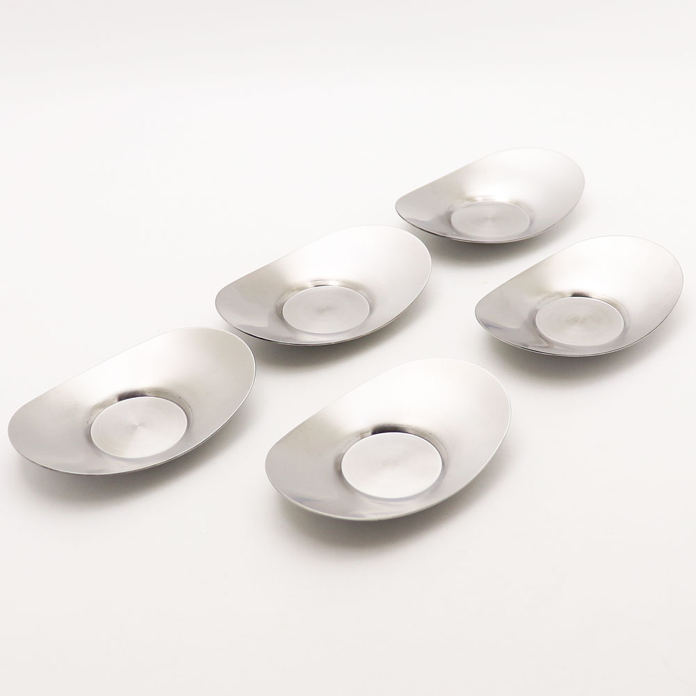 煎茶用 茶托 小判型 5個セット ステンレス製の通販は【茶器のみのる園】