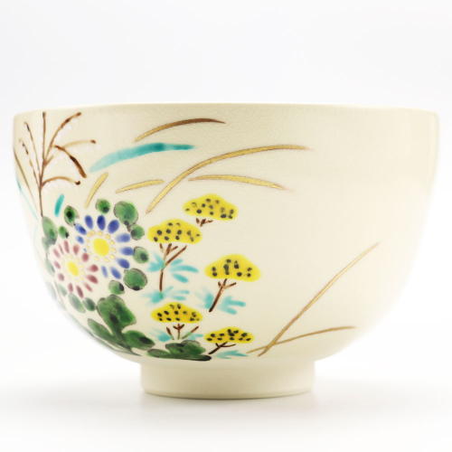 抹茶茶碗 色絵 秋草 志峰作 秋物 茶道具 陶磁器 茶器 茶道具類 Tea ceremony utensils 茶の湯道具 抹茶 matcha お点前 水屋 お稽古用 美術品