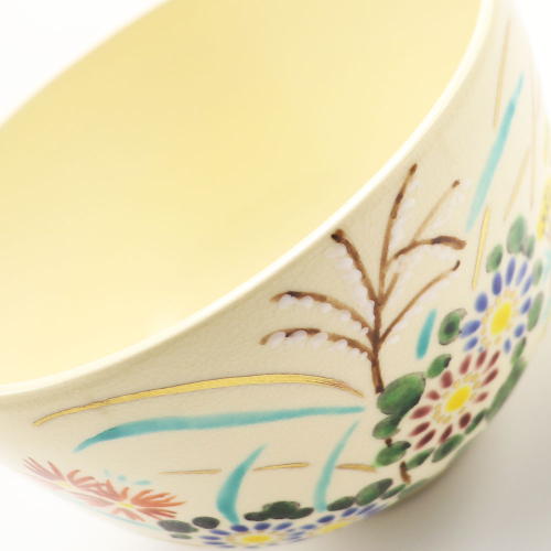 抹茶茶碗 色絵 秋草 中村陶彩作 秋物の通販は【茶道具のみのる園】