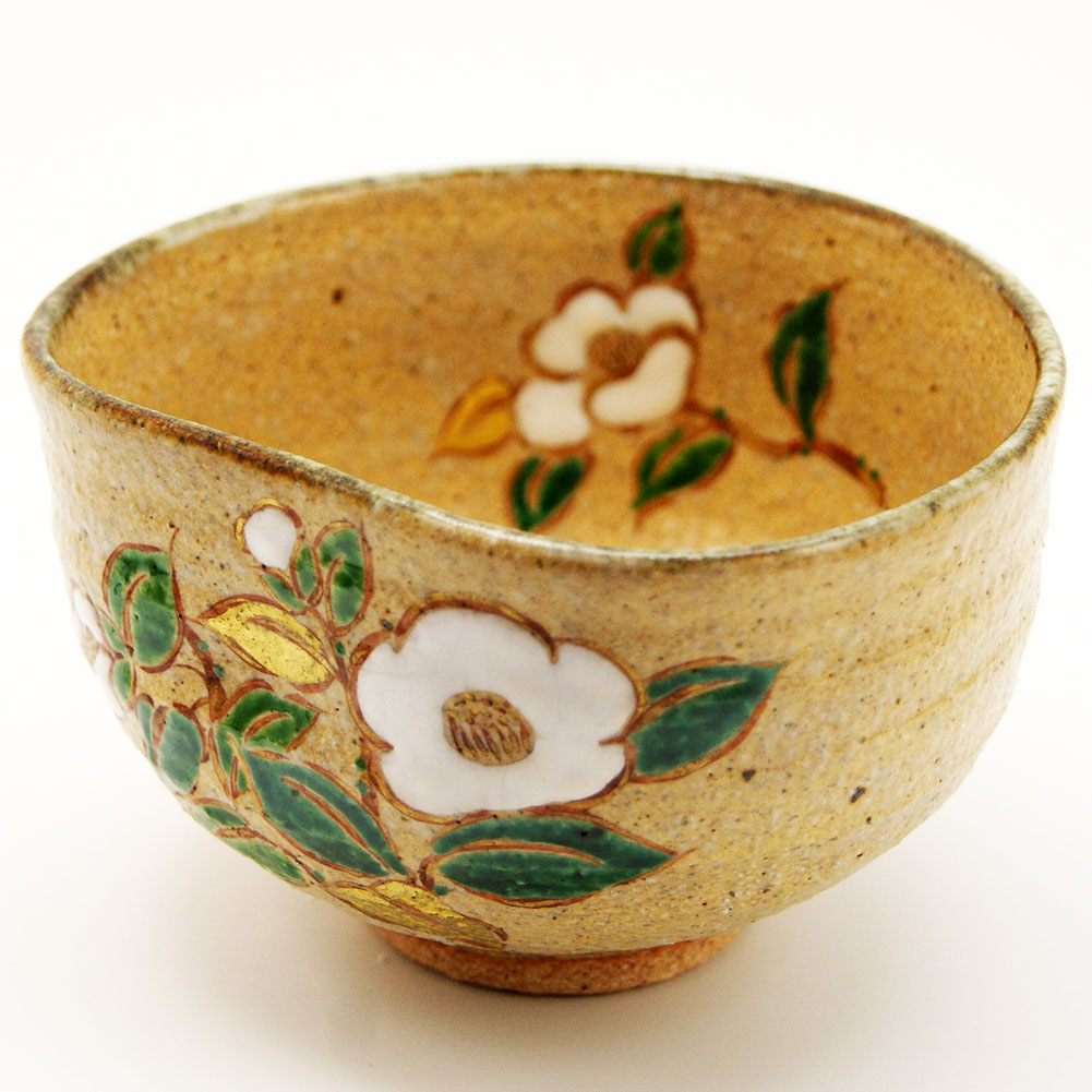 抹茶茶碗 椿絵 冬物 中村良二作 茶道具 Tea ceremony utensils 茶器 抹茶を点てる道具 竹製品 陶磁器 茶の湯道具 抹茶 matcha 茶道具類 お点前 水屋 お稽古用 美術品 裏千家 表流 表千家 千家 武者小路千家 薮内流